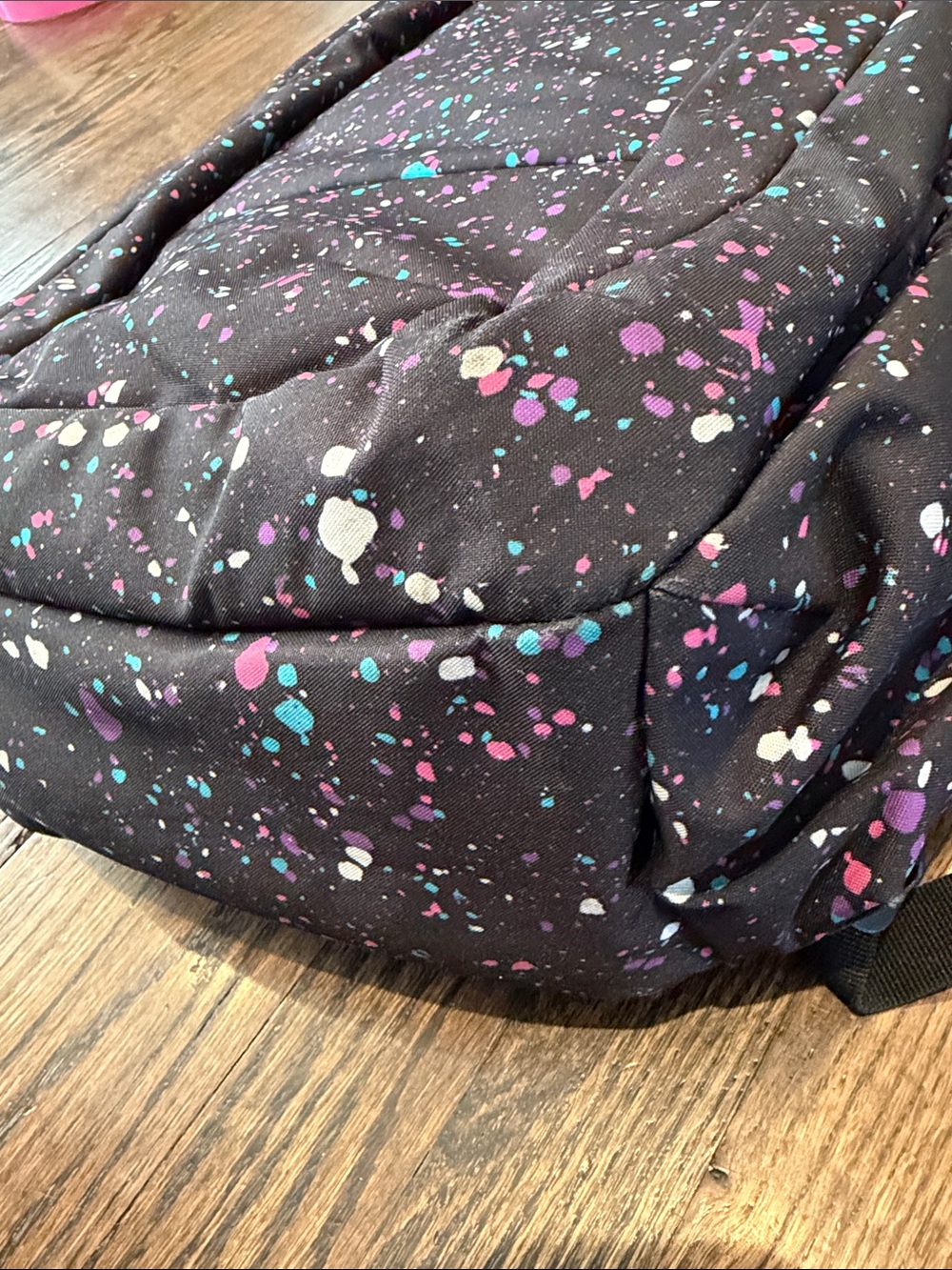 Baseball Lifestyle 101 Black Paint-Splash Kids Backpack with Teal & Pink Accents - Picture 4 of 5